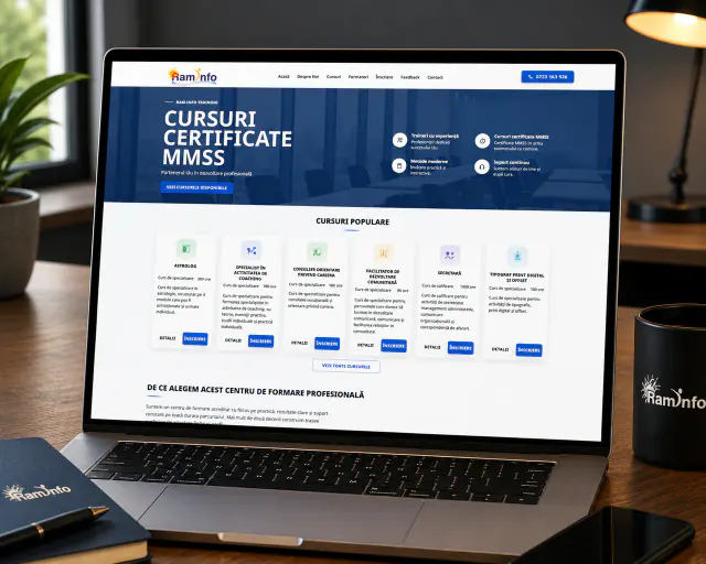 Mockup desktop cu site-ul RAM Info realizat de BrandWave
